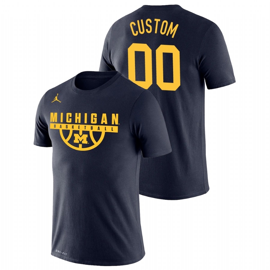 Michigan Wolverines Men's NCAA Custom #00 Navy Drop Legend College Basketball T-Shirt KQQ8549XO